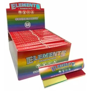 Elements Cartine Rainbow Connoisseur King Size Slim + Filtri in Carta Colorati – 24 Libretti