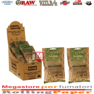 Filtri Greengo Slim 6mm ECO Biodegradabili – 10 Sacchetti x 200 (Totale 2000 Filtri in Cellulosa Grezza)