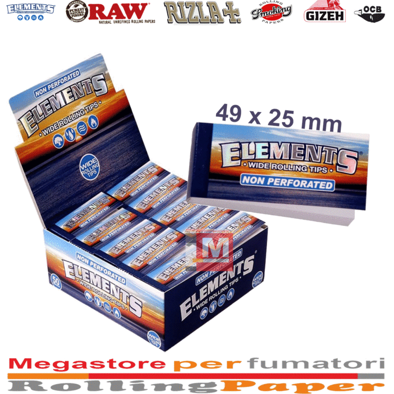 Filtri in Carta Elements Wide Tips King Size Lunghe – 50 Blocchetti Senza Perforazione