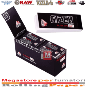 Filtri in Carta Gizeh Black Tips Slim Perforati – Cartoncino Nero, 24 Blocchetti