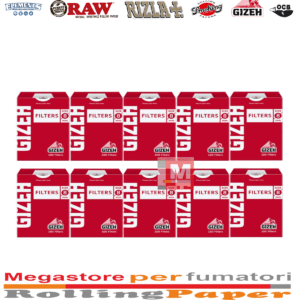 Filtri Gizeh Red Regular 8mm con Dosatore – 10 Astucci x 100 (Totale 1000 Filtri)