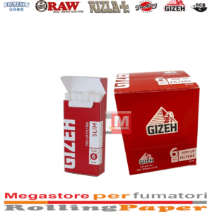 Filtri Gizeh Red Slim 6mm Pop-Up – 10 Astucci x 102 (Totale 1020 Filtri)