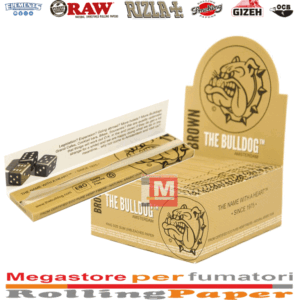 Cartine The Bulldog Brown – King Size Slim Lunghe Marroni Naturali, 50 Libretti