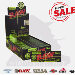 Cartine RAW Organic Hemp Black 1¼ – Corte Naturali Ultra Sottili, 24 Libretti