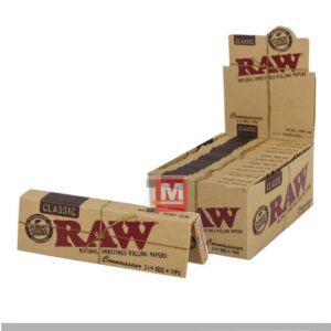 Cartine RAW Classic Connoisseur 1 1/4 con Filtri Naturali 24 Libretti