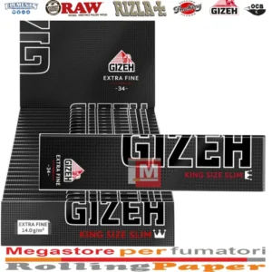 Gizeh Cartine Extra Fine Black King Size Slim – Magnetiche, 25 Libretti Lunghe