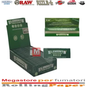 Elements Cartine Green Medium 1¼ Verdi – Unrefined – 25 Libretti