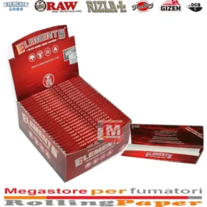 Elements Cartine Red King Size Slim – Lunghe Rosse – 50 Libretti
