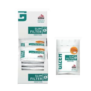Filtri Gizeh Mentolo Slim 6mm Menthol – 10 Bustine x 120 (Totale 1200 Filtri)