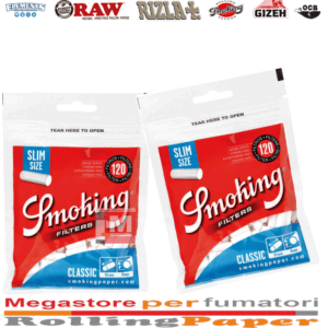 Filtri Smoking Classic Filter 6mm x 15mm Slim Size 20 sacchetti 120 Filtrini